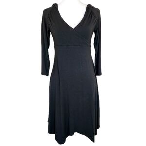 Athleta Black Hooded Dress Women's Small Asymmetrical Babydoll Soft Athleisure